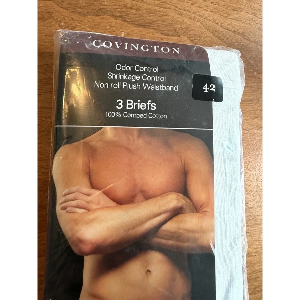 Vintage Covington Size 42 Men's Briefs 3 Pack New 100% Combined Cotton White